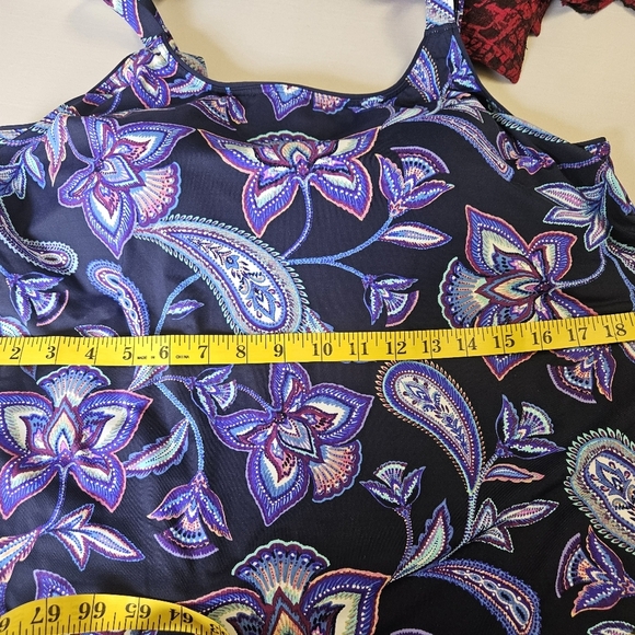 Lands'End-Top Women's 20W  Blue and Purple Floral Swim Tank - Picture 7 of 7